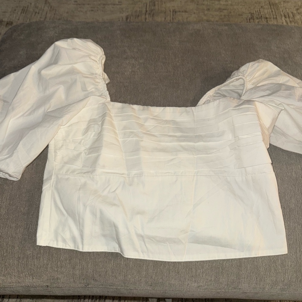 Abercrombie & Fitch White Smocked Top